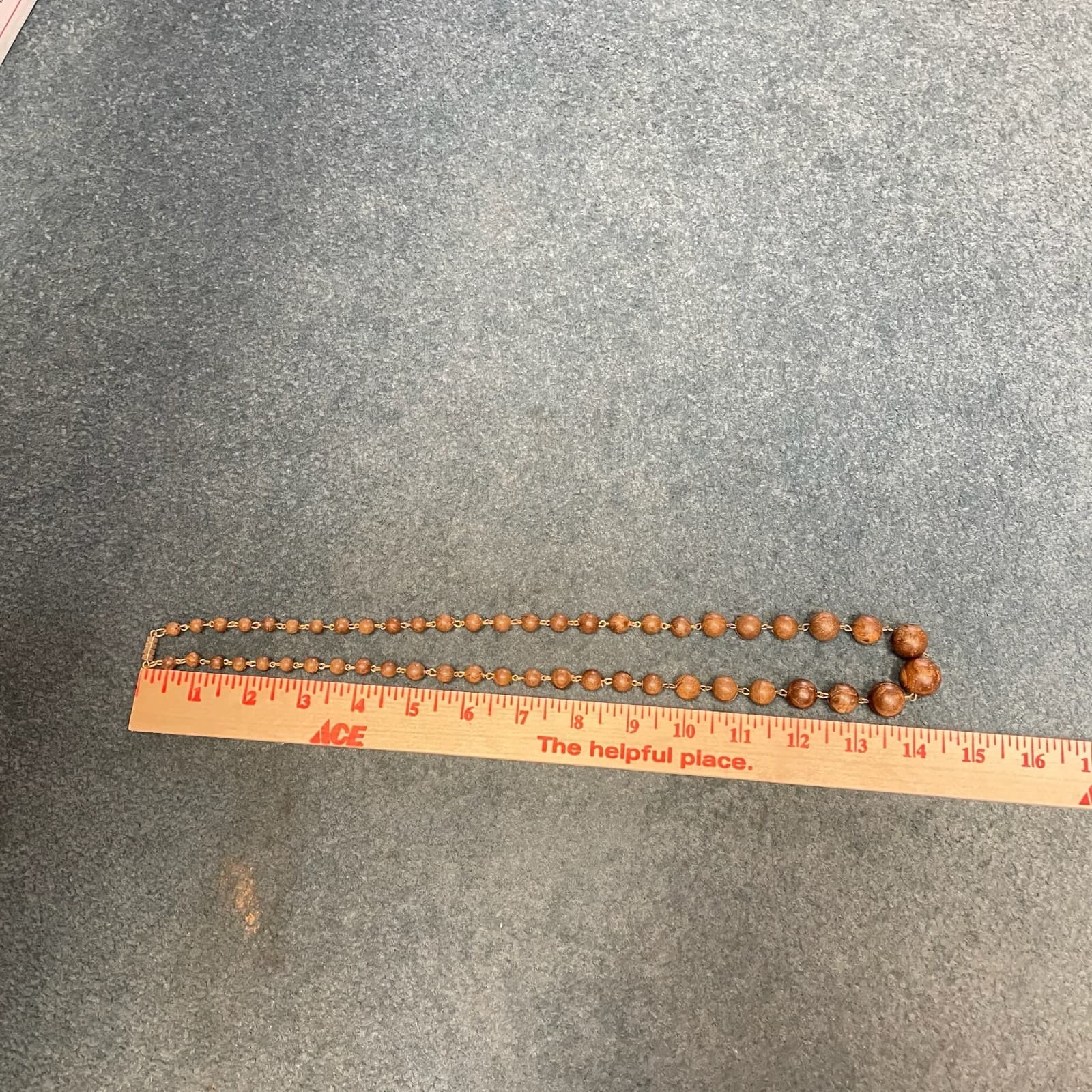 Vintage Womens Brown Wooden Beaded Metal Links 14.5" Long Fashion Necklace - Thumbnail 2