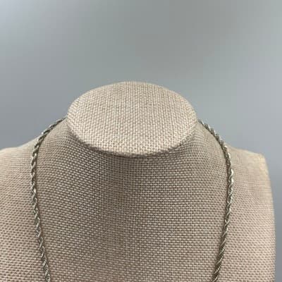 Vintage Silver Tone "Be Be Be" Dog Tag Necklace Heart Charms Rhinestone Accent - Thumbnail 3