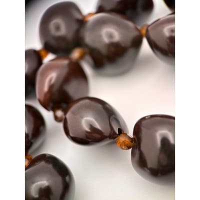 Vintage Chunky Brown Resin Bead Necklace Amber Spacer Beads Toggle Clasp - Thumbnail 12