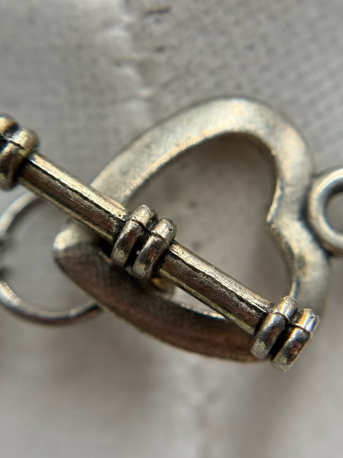 Vintage Chunky Bead Choker Silver Gray Matte Pave Ball Necklace Heart Clasp 16" - Thumbnail 5