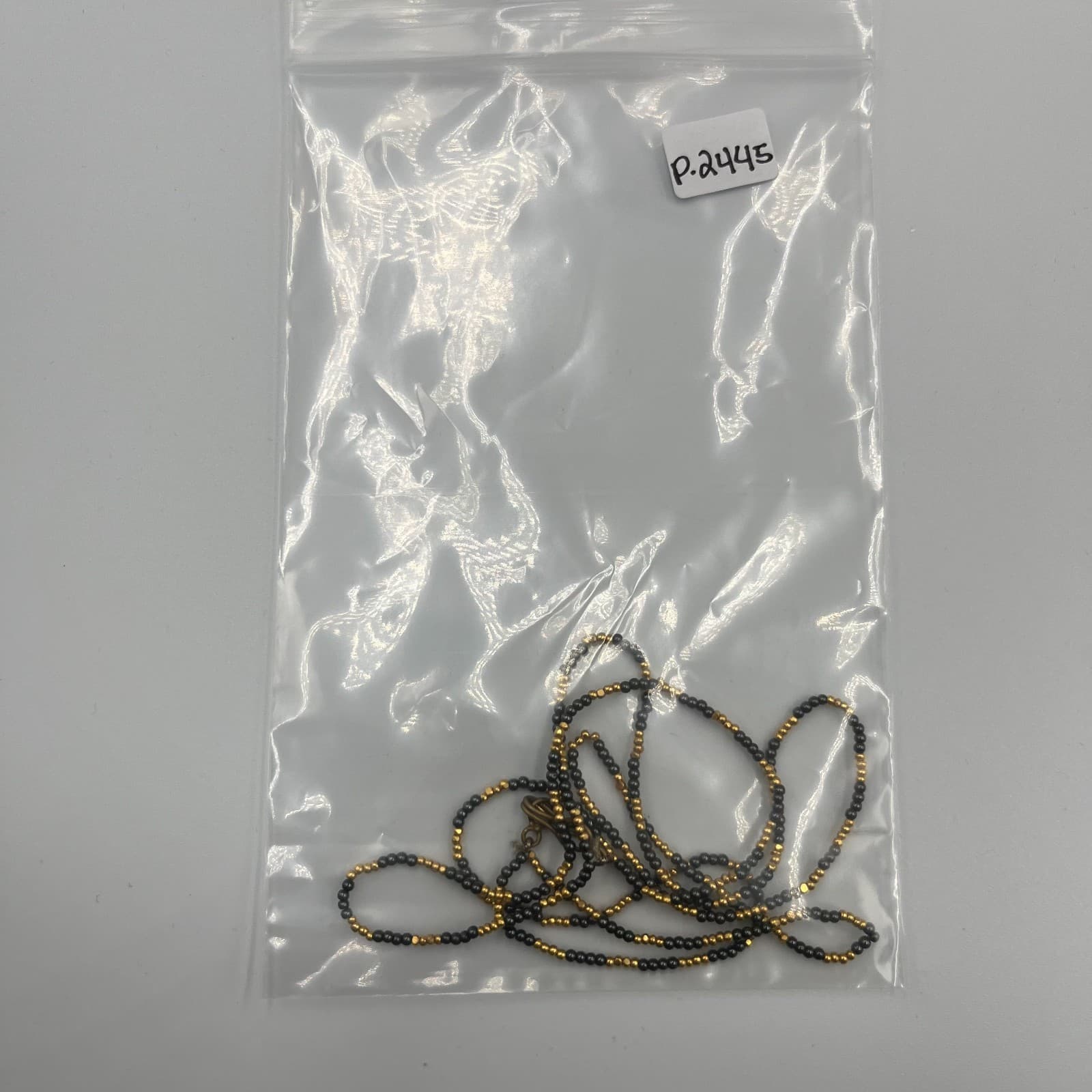 Vintage Black & Gold Seed Bead Necklace Multi Strand Torsade Statement Jewelry - Thumbnail 8