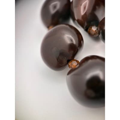 Vintage Chunky Brown Resin Bead Necklace Amber Spacer Beads Toggle Clasp - Thumbnail 13