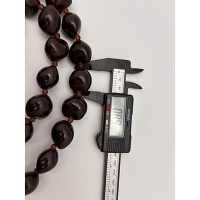 Vintage Chunky Brown Resin Bead Necklace Amber Spacer Beads Toggle Clasp - Thumbnail 14