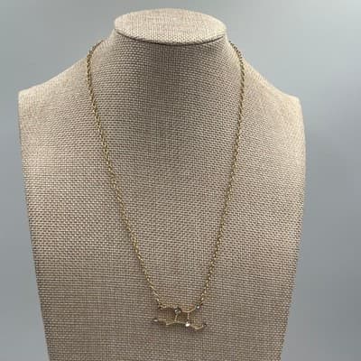 VTG Gold Tone Zodiac Constellation Rhinestone Celestial Pendant Necklace Dainty - Thumbnail 4