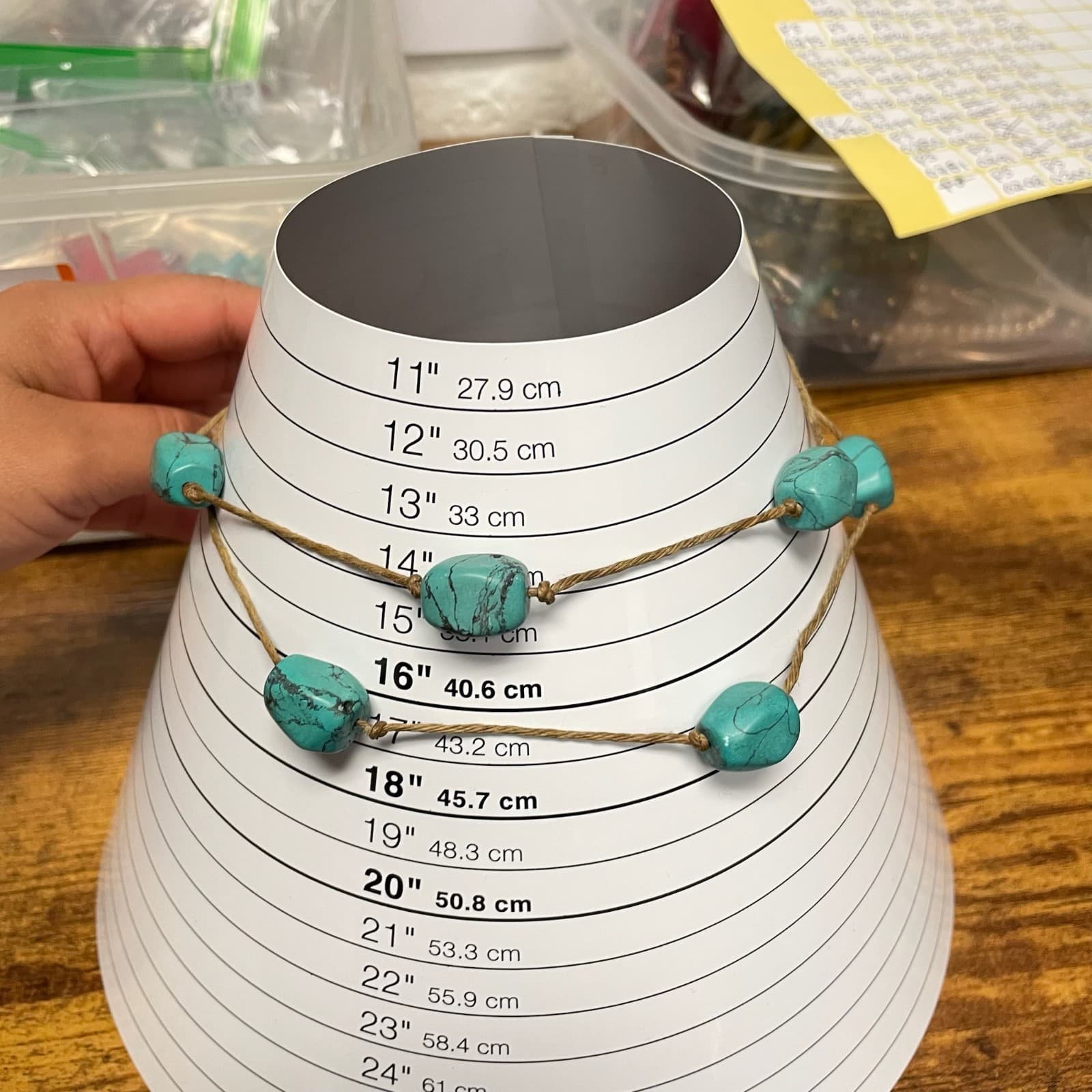 Vintage Express Teal Lobster Cord Reconstituted Turquoise Beaded Chunky Necklace - Thumbnail 2