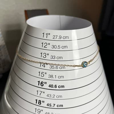 Vintage Gold Tone Evil Eye Pendant Necklace Blue White Minimalist Dainty Chain - Thumbnail 9