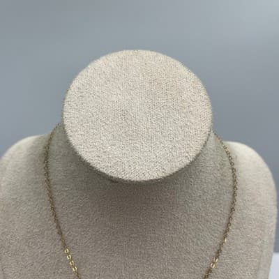 Vintage Gold Tone Evil Eye Pendant Necklace Blue White Minimalist Dainty Chain - Thumbnail 2