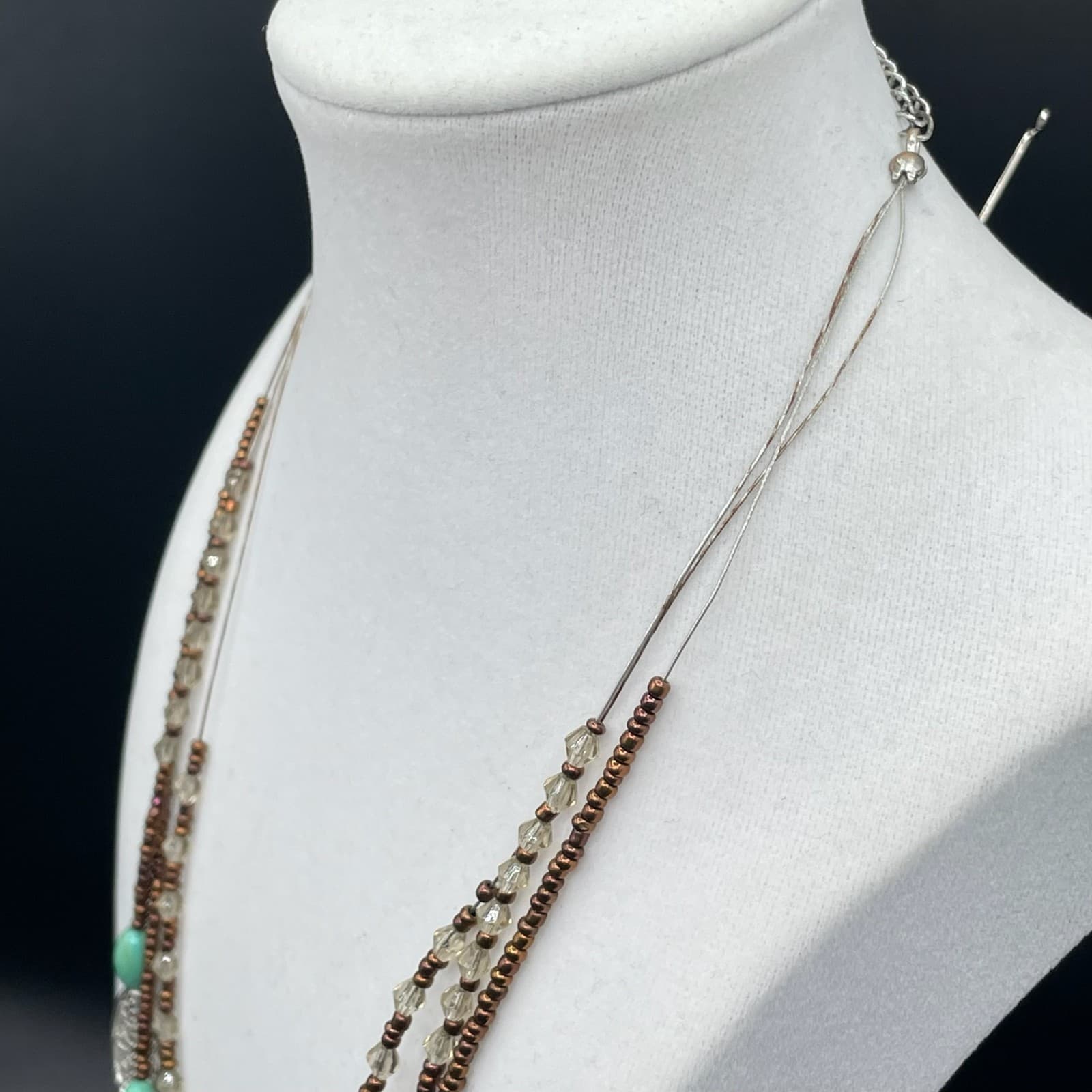 Vintage Bohemian Multicolor Turquoise Multi Layered Wood Beaded Statement - Thumbnail 9