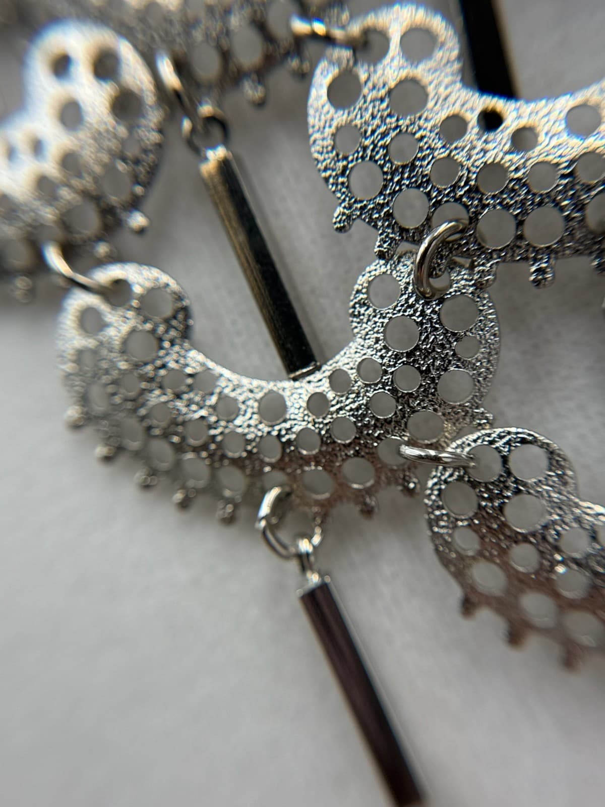 Vintage VTG 70s Sarah Coventry Charisma Silver Tone Crescent Bib Choker Necklace - Thumbnail 9