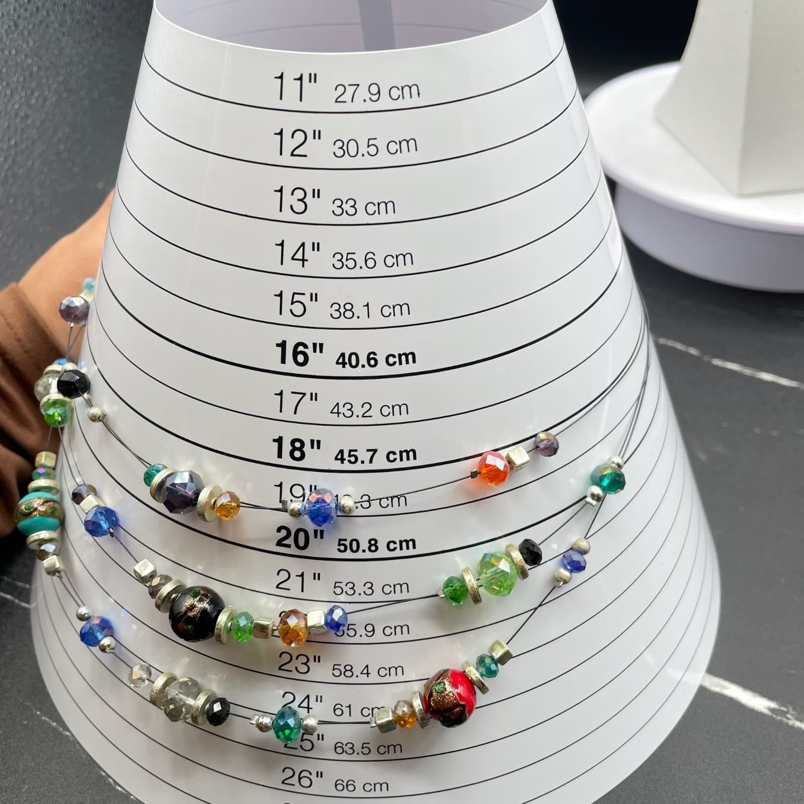 Vintage Womens Multi-Stone Beaded Mixed Glass Statement Standed Layered Necklace - Thumbnail 2