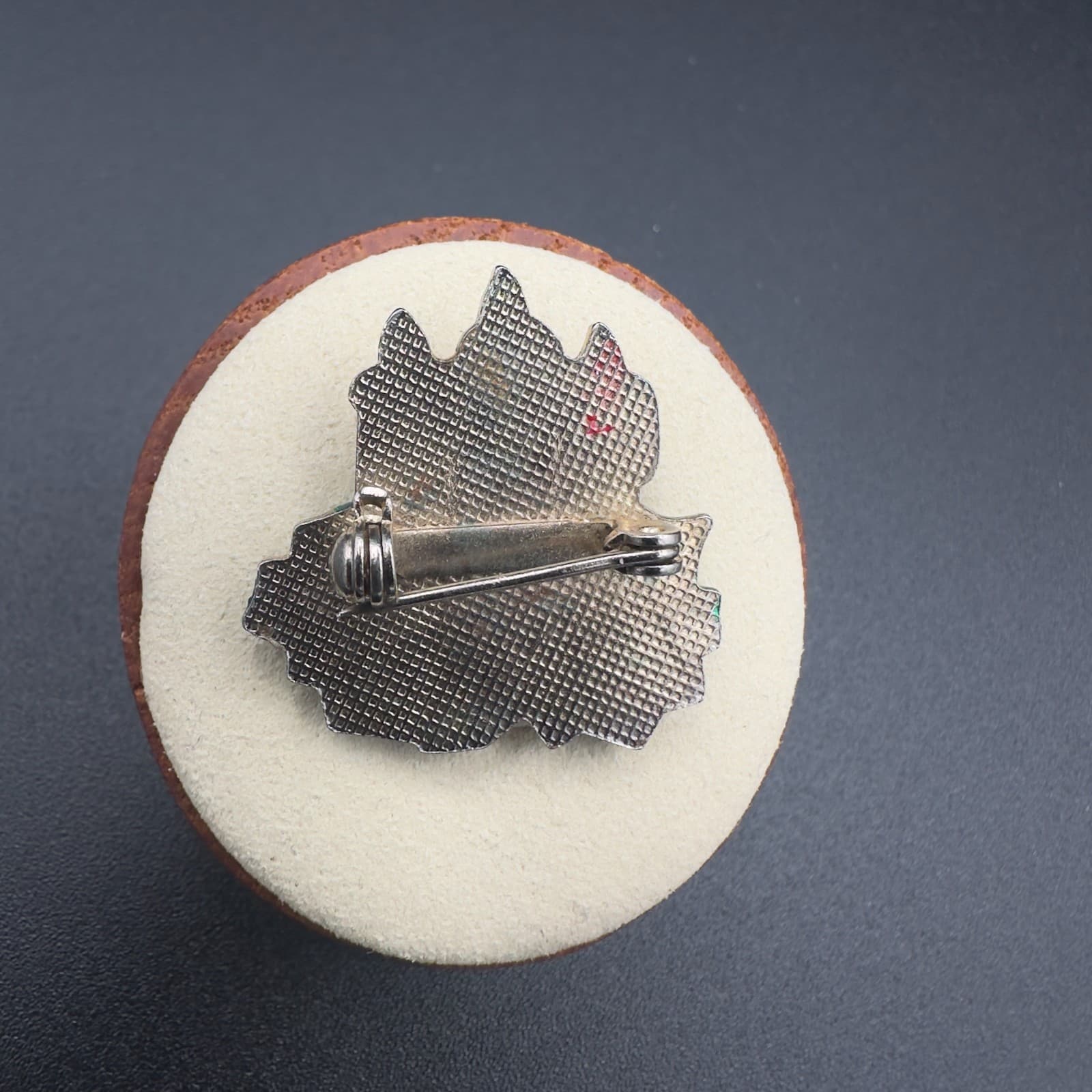 Vintage Enamel Christmas Candle Brooch – Holiday Holly Pin - Thumbnail 2