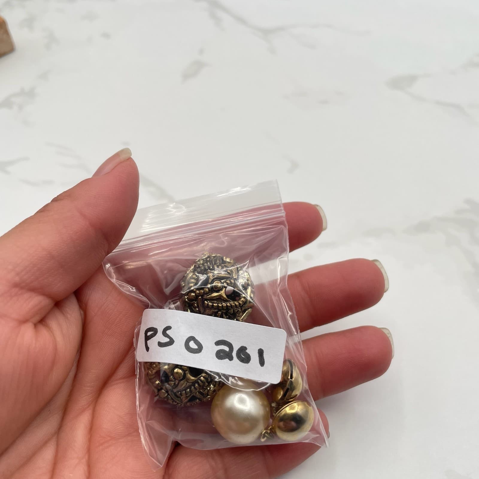 Vintage Faux Pearl Dangle Earrings Ornate Filigree Gold Tone Ball Post Back - Thumbnail 11