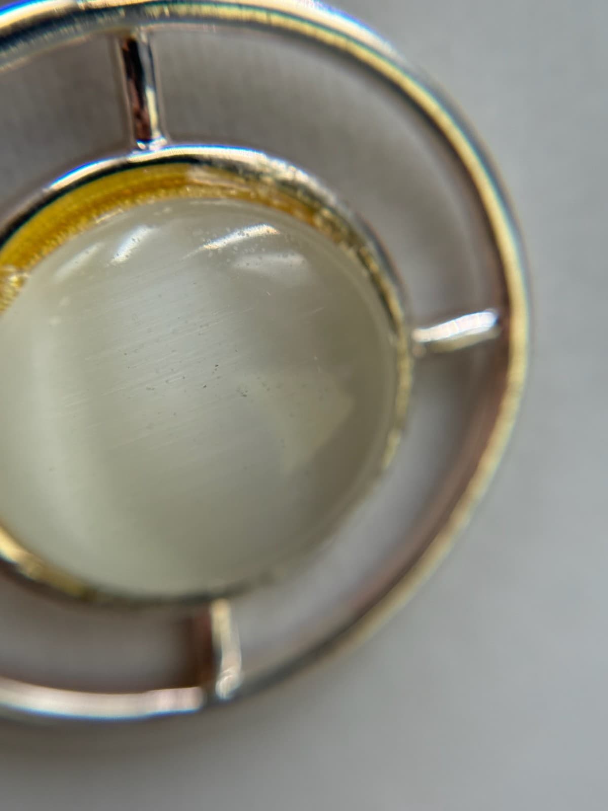 Vintage VTG Dual Strand Pendant Necklace White Cats Eye Stone Silver Tone Beaded - Thumbnail 2