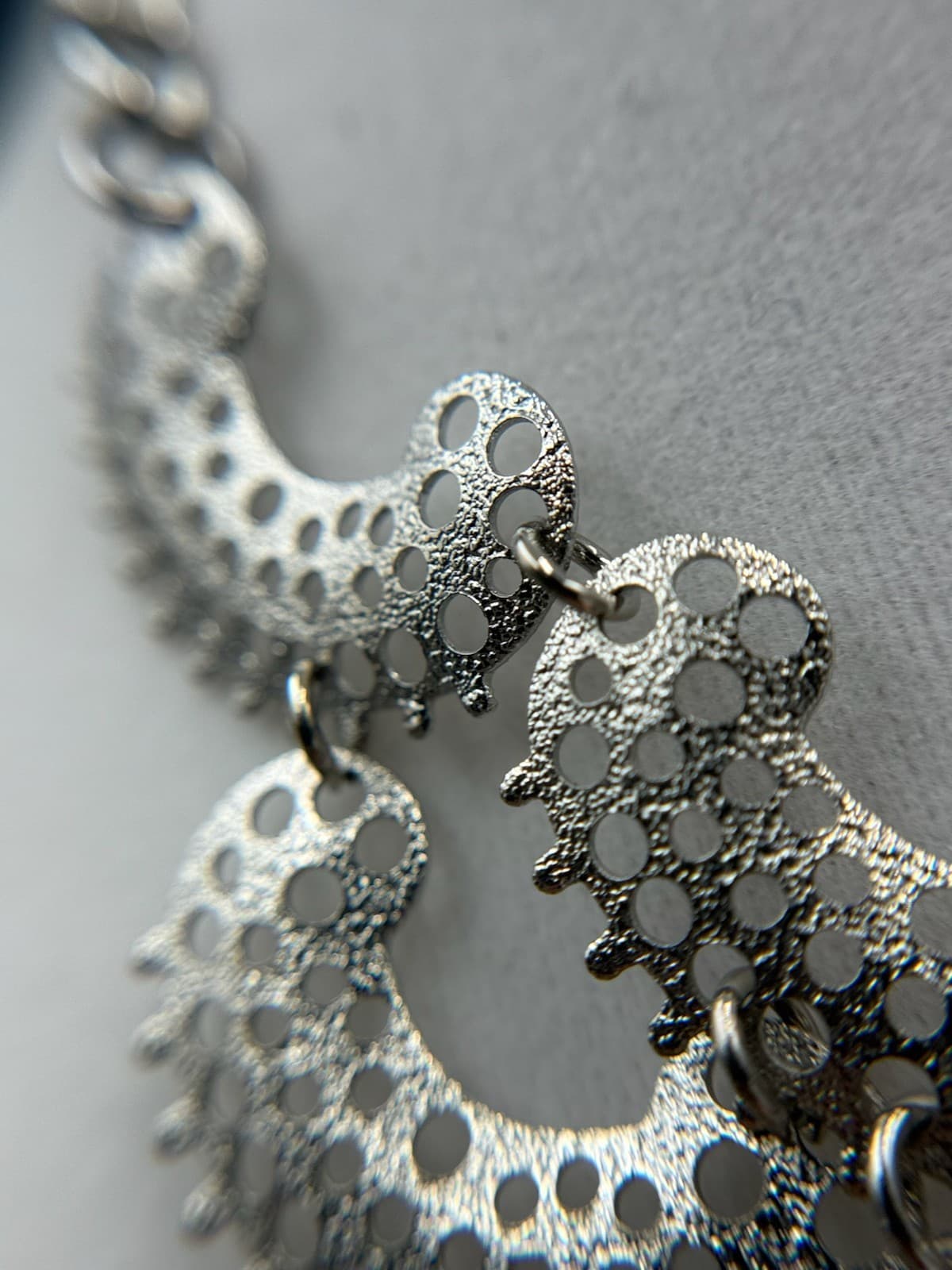 Vintage VTG 70s Sarah Coventry Charisma Silver Tone Crescent Bib Choker Necklace - Thumbnail 10