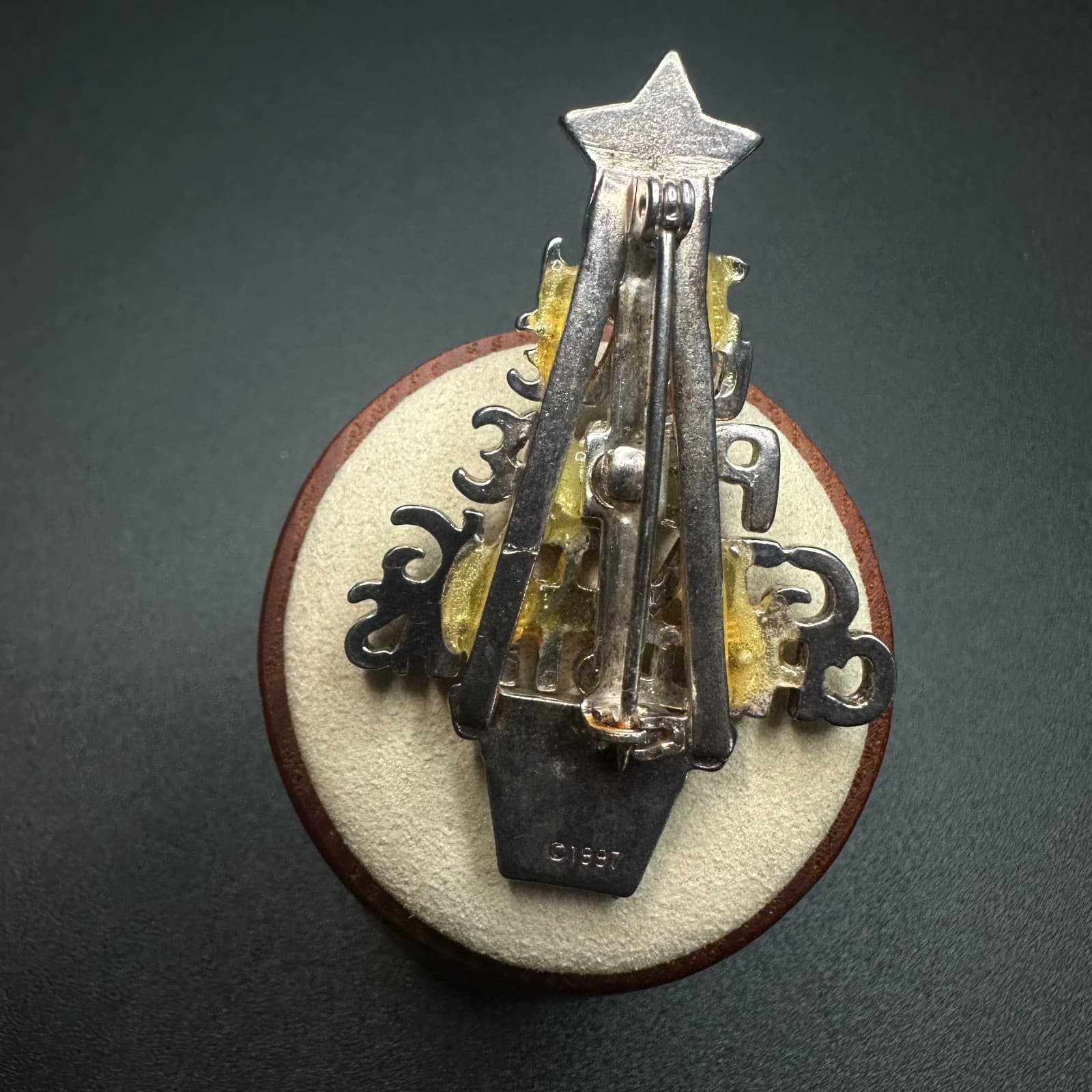 Vintage Joy Love Peace Giving Christmas Tree Pin – Holiday Brooch - Thumbnail 2