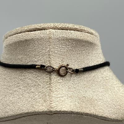 Vintage Black Cord Necklace Faux Horn Orange Tusk Pendant Tribal Statement Charm - Thumbnail 7