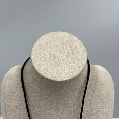 Vintage Black Cord Necklace Faux Horn Orange Tusk Pendant Tribal Statement Charm - Thumbnail 3