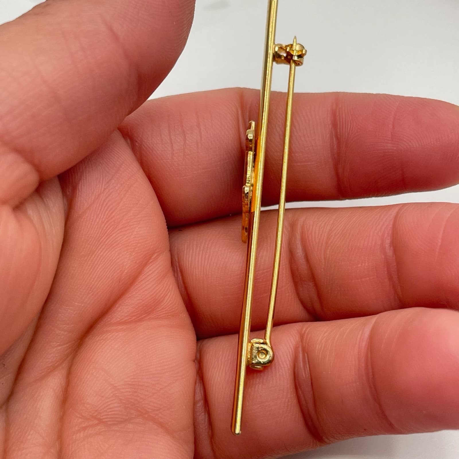 Vintage Gold Tone Bar Brooch Pin Green Black Enamel Turtle Sea Animal Lapel Fine - Thumbnail 6