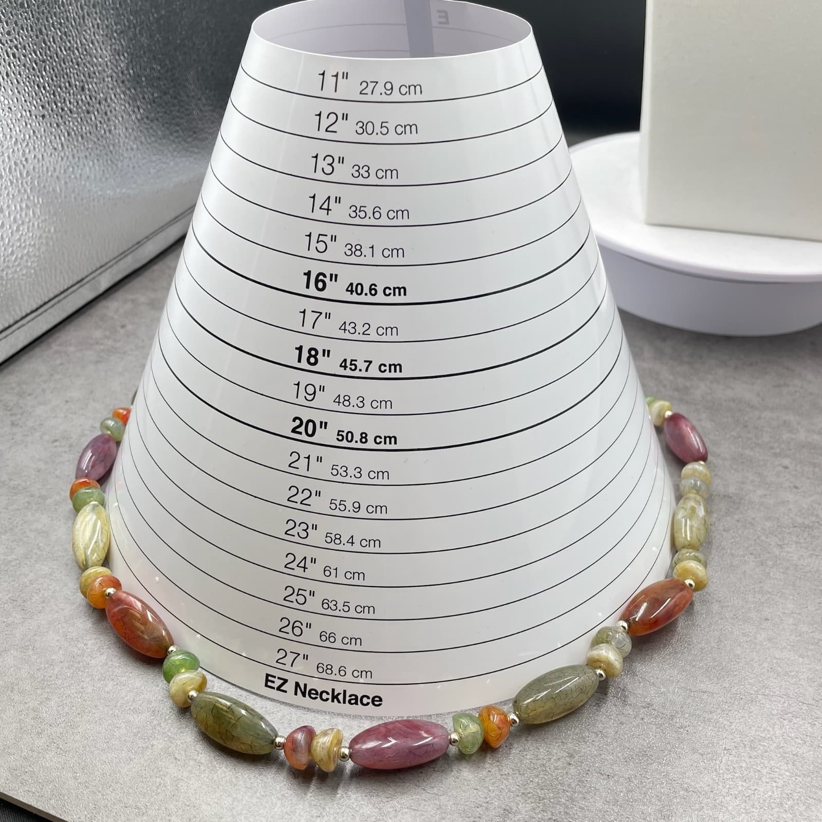 Vintage Gemstone Multi-Colored Dyed Beaded Lobster Claw Classic Chocker Necklace - Thumbnail 10