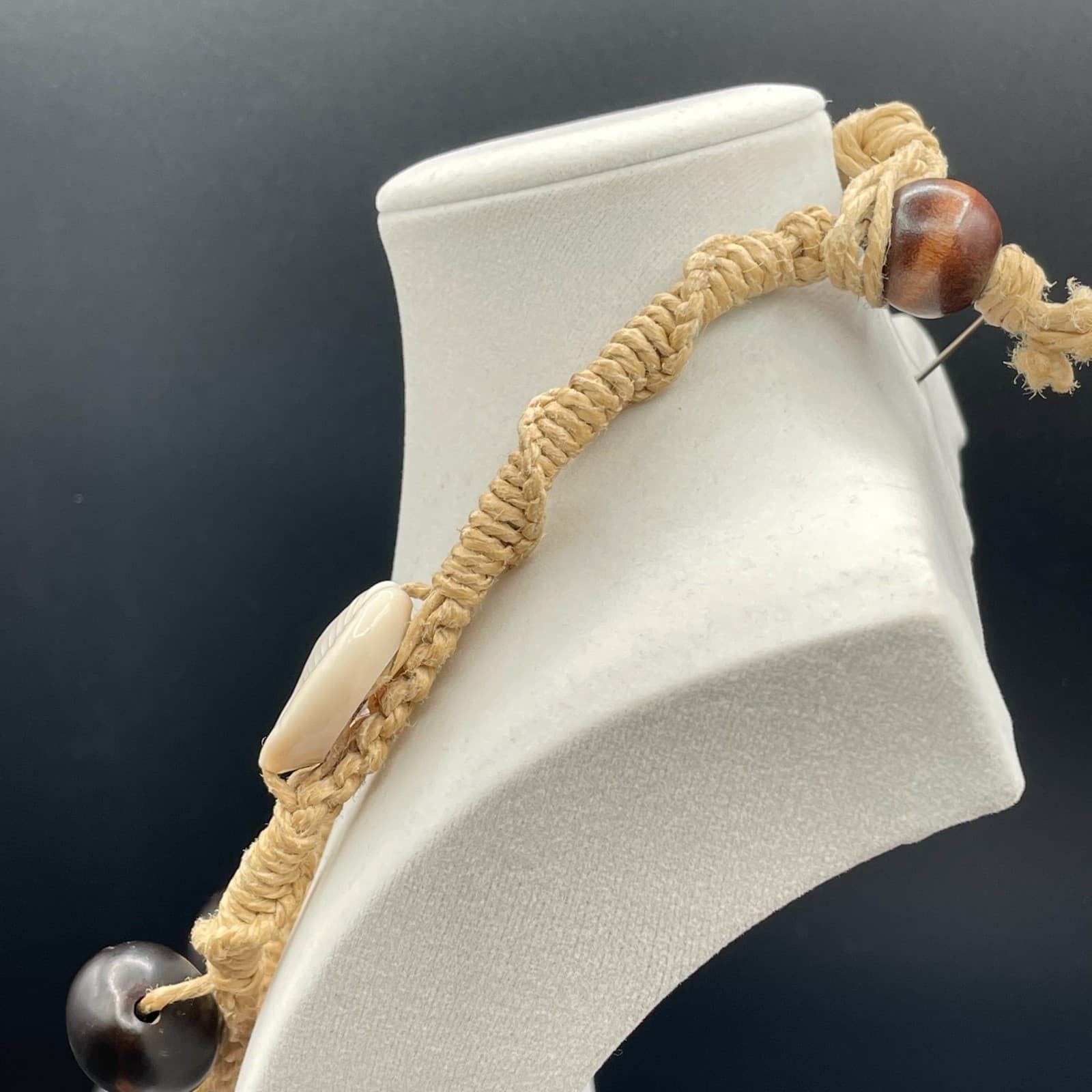 Vintage Handmade Womens Black Mother Of Pearl & Shell Fashion Pendant Necklace - Thumbnail 12