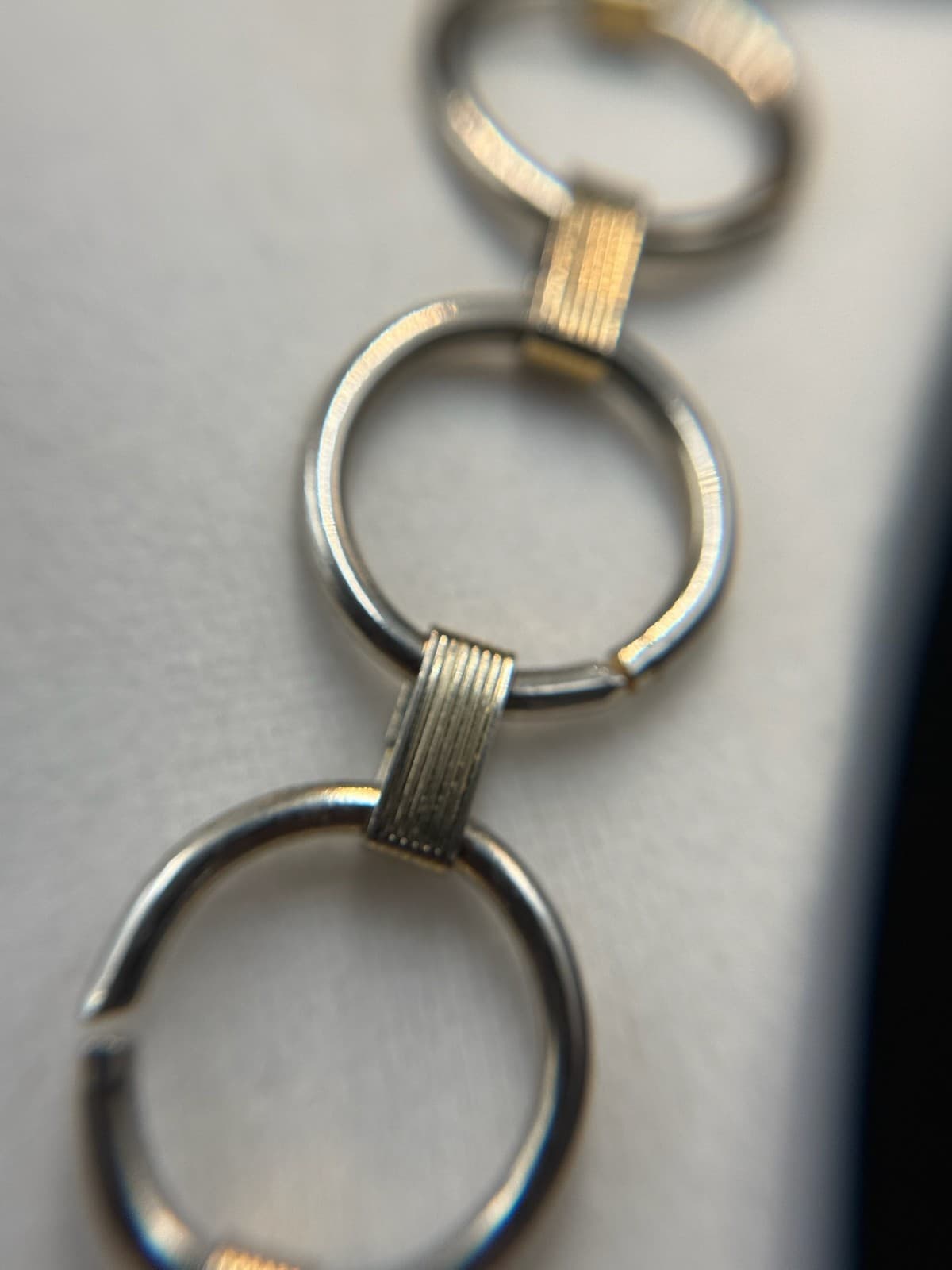 Vintage Bold Two Tone Gold Silver Chunky Open Circle Oval Link Statement Chain - Thumbnail 14