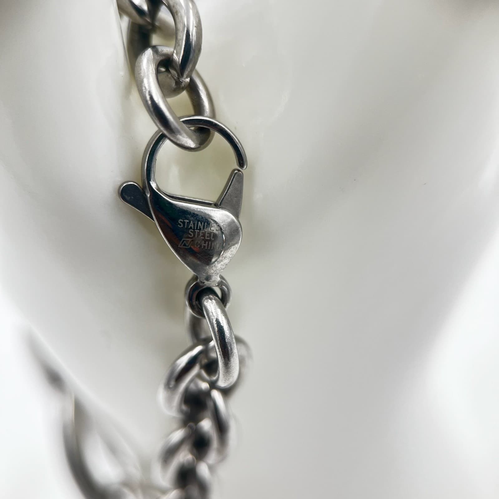 Vintage Modernist Chunky Silver Tone Chain Link Bracelet Statement Jewelry - Thumbnail 4