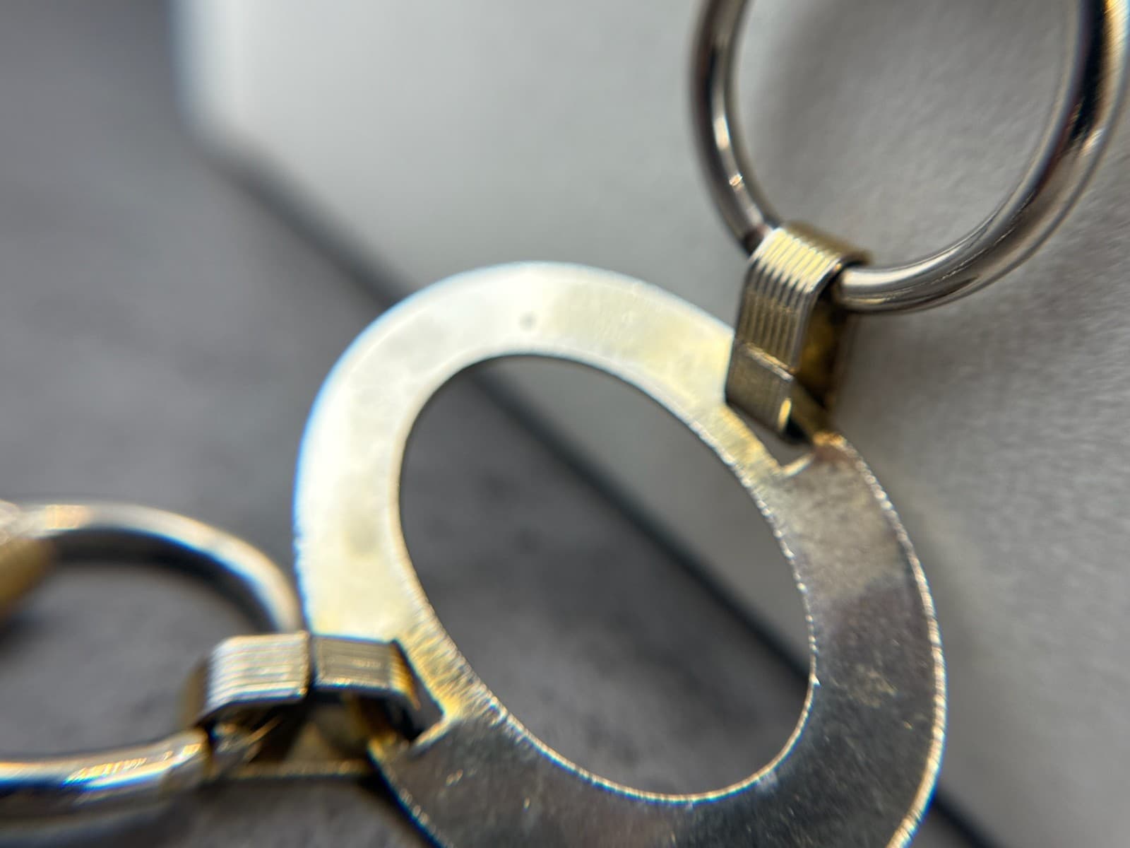 Vintage Bold Two Tone Gold Silver Chunky Open Circle Oval Link Statement Chain - Thumbnail 13