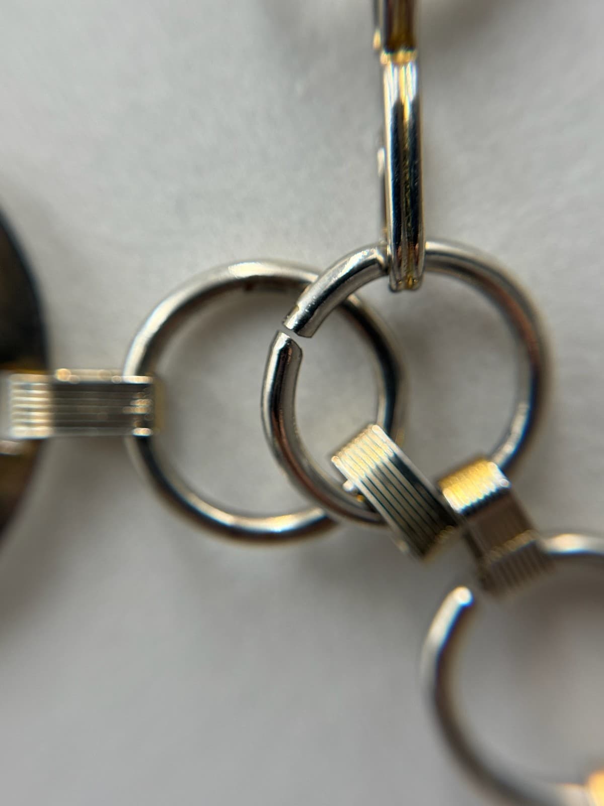 Vintage Bold Two Tone Gold Silver Chunky Open Circle Oval Link Statement Chain - Thumbnail 9