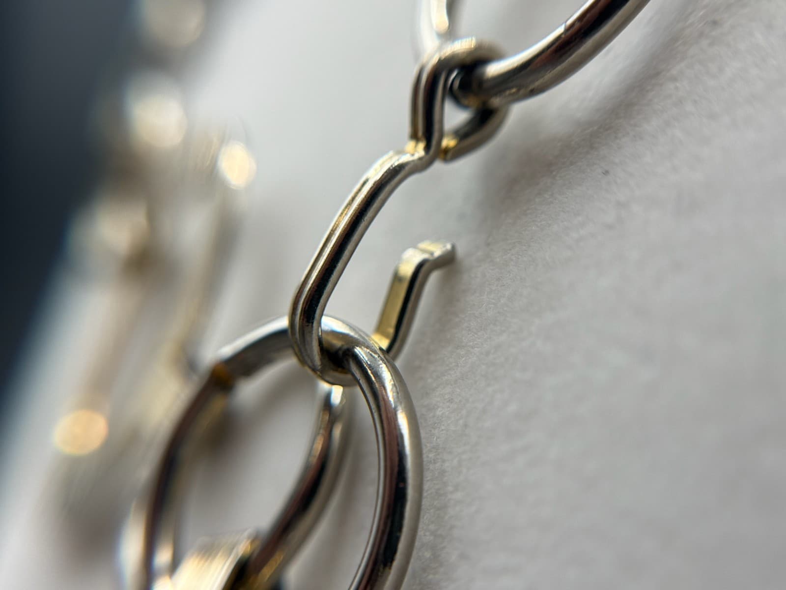 Vintage Bold Two Tone Gold Silver Chunky Open Circle Oval Link Statement Chain - Thumbnail 12