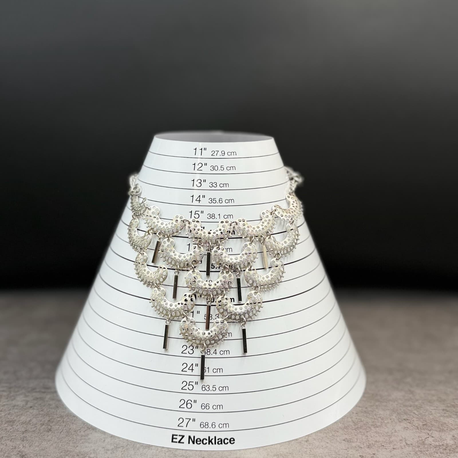 Vintage VTG 70s Sarah Coventry Charisma Silver Tone Crescent Bib Choker Necklace - Thumbnail 13