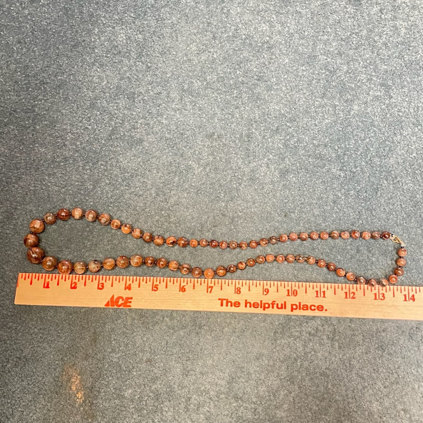 Vintage Handmade Womens Brown Beaded Gemstone 14-in Long Fashion Necklace - Thumbnail 2