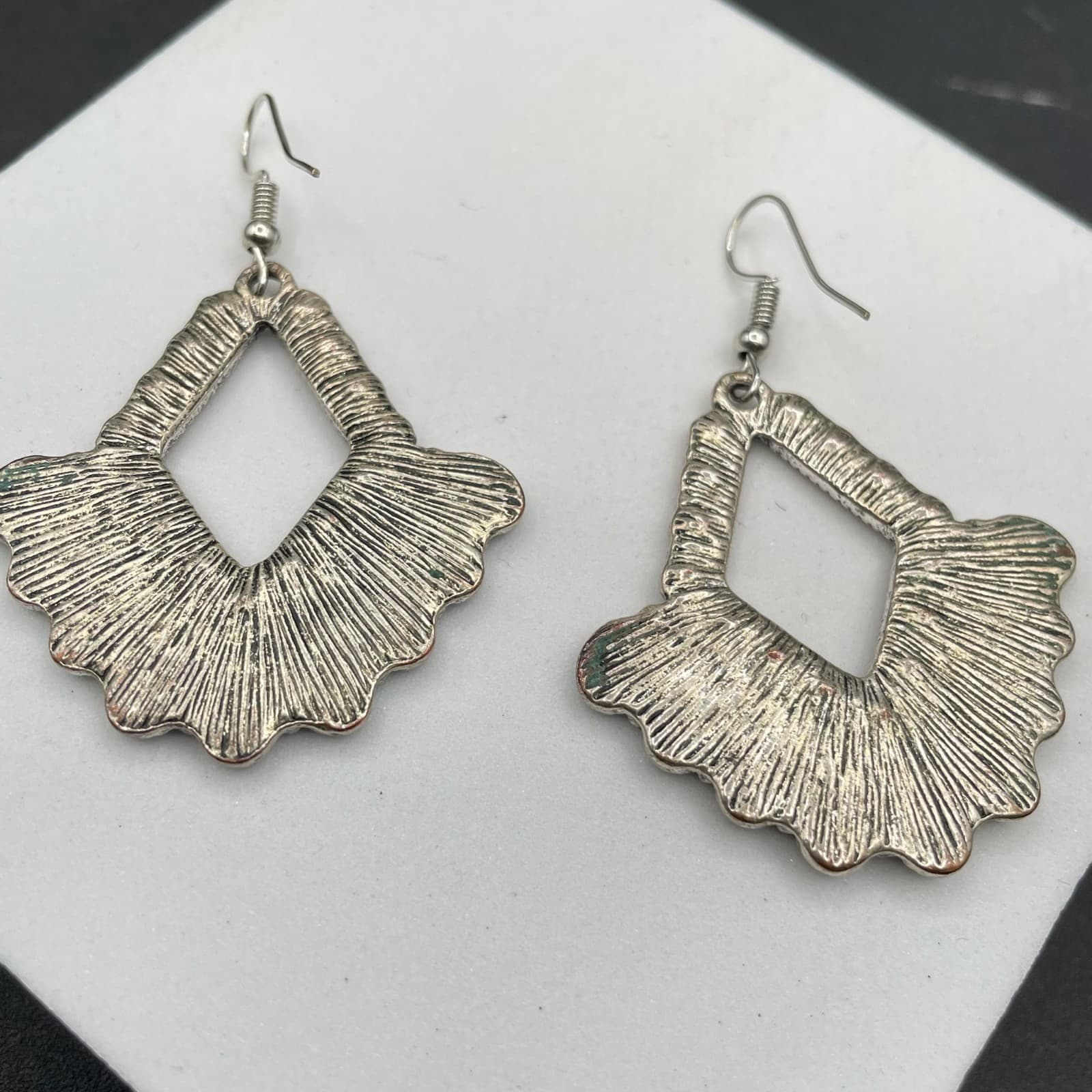 Bohemian Silver-Tone Rhinestone Embellished Beaded Drop Fringe Hoop Earrings - Thumbnail 4