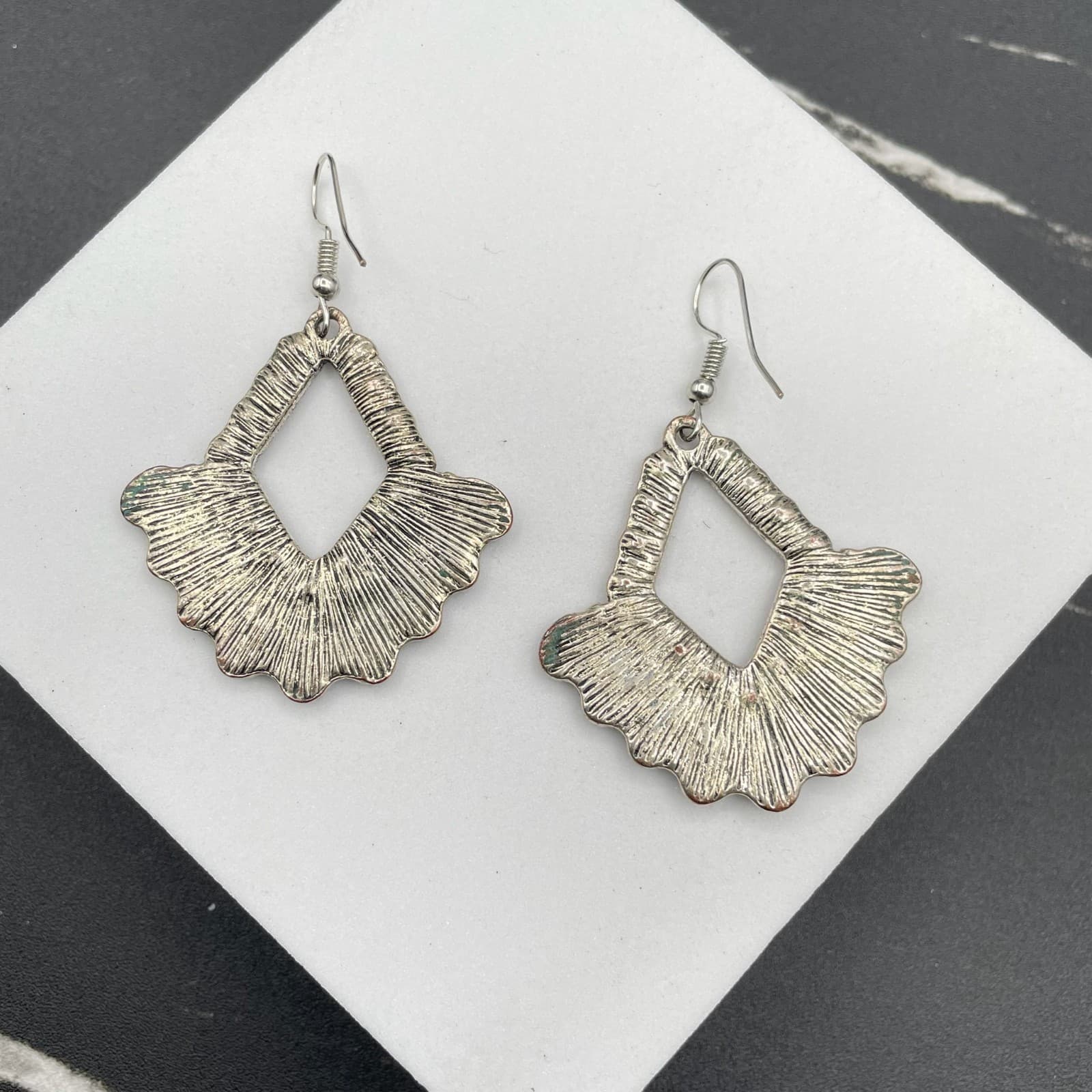 Bohemian Silver-Tone Rhinestone Embellished Beaded Drop Fringe Hoop Earrings - Thumbnail 3