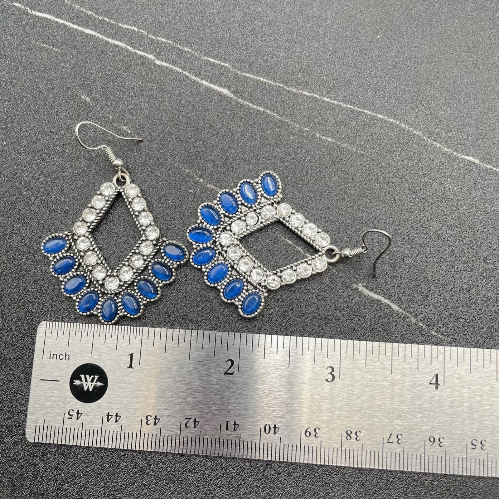 Bohemian Silver-Tone Rhinestone Embellished Beaded Drop Fringe Hoop Earrings - Thumbnail 12