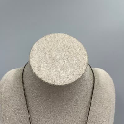 Vintage Gunmetal Tone Red Beads Floral Garnet Pendant Necklace Y-Chain Statement - Thumbnail 2