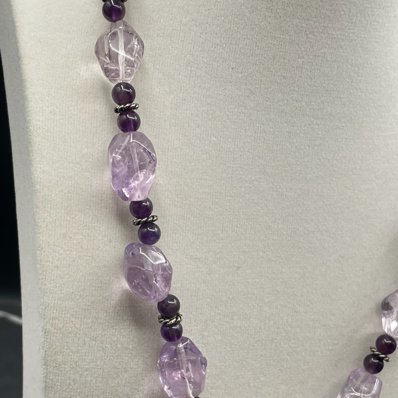 Vintage Amethyst Purple Seashell Beaded Classic Star Charm Pendant Necklace - Thumbnail 2