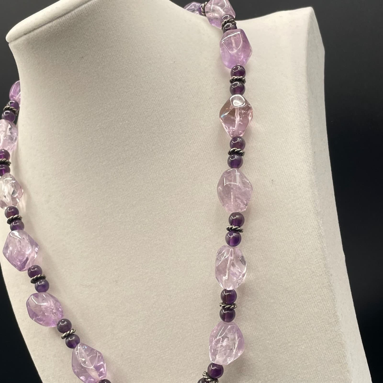 Vintage Amethyst Purple Seashell Beaded Classic Star Charm Pendant Necklace - Thumbnail 4