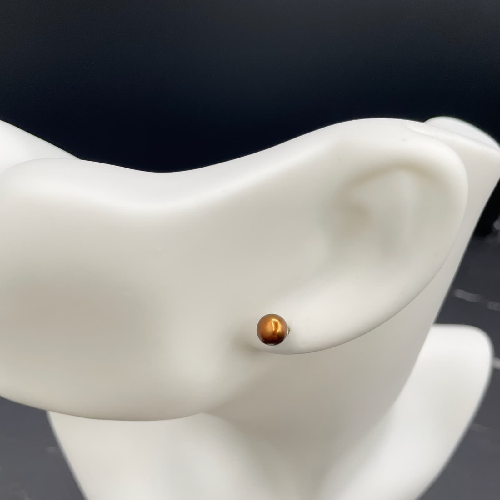 Contemporary Classic Bronze-Tone Freshwater Cultured Button Pearl Stud Earrings - Thumbnail 8