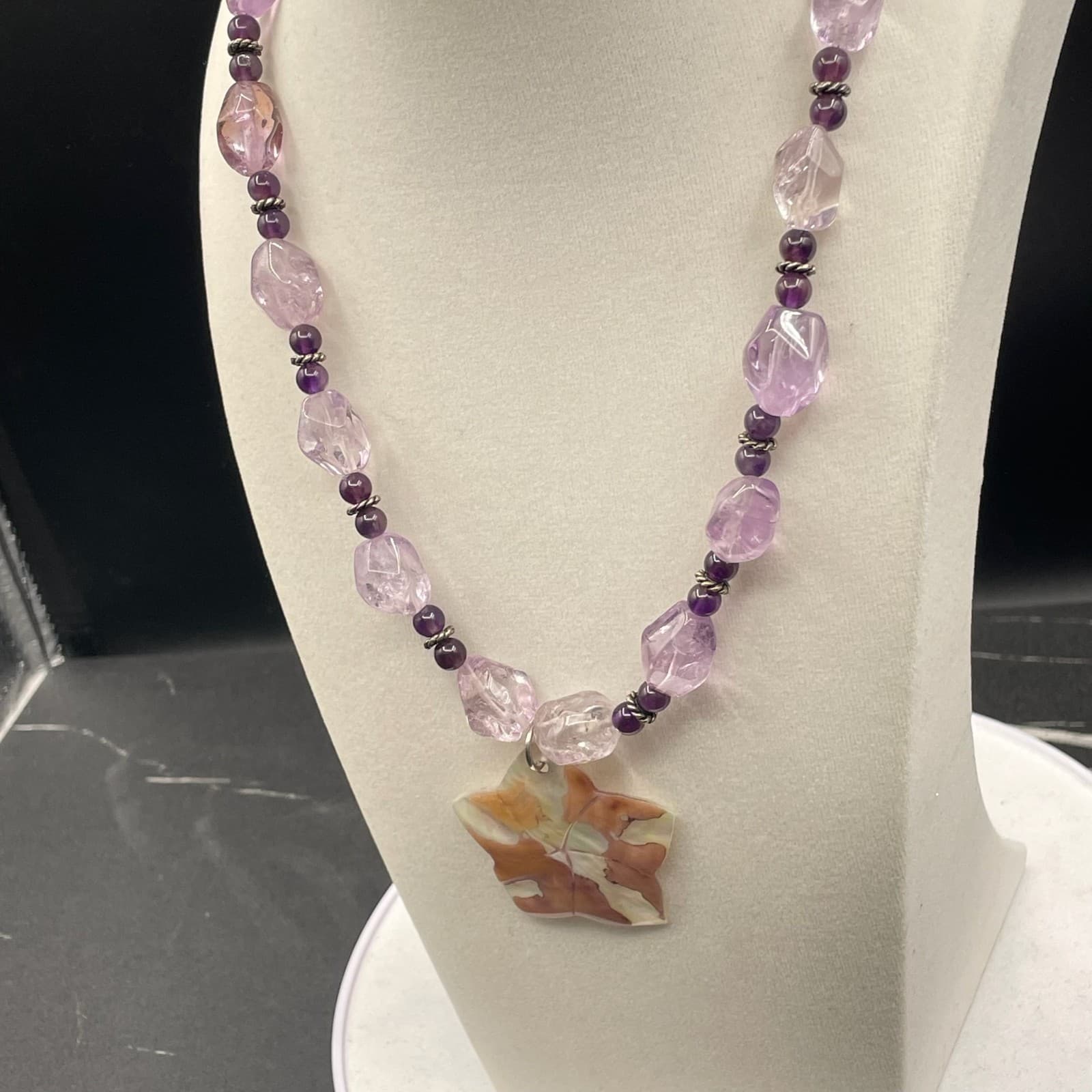 Vintage Amethyst Purple Seashell Beaded Classic Star Charm Pendant Necklace - Thumbnail 8