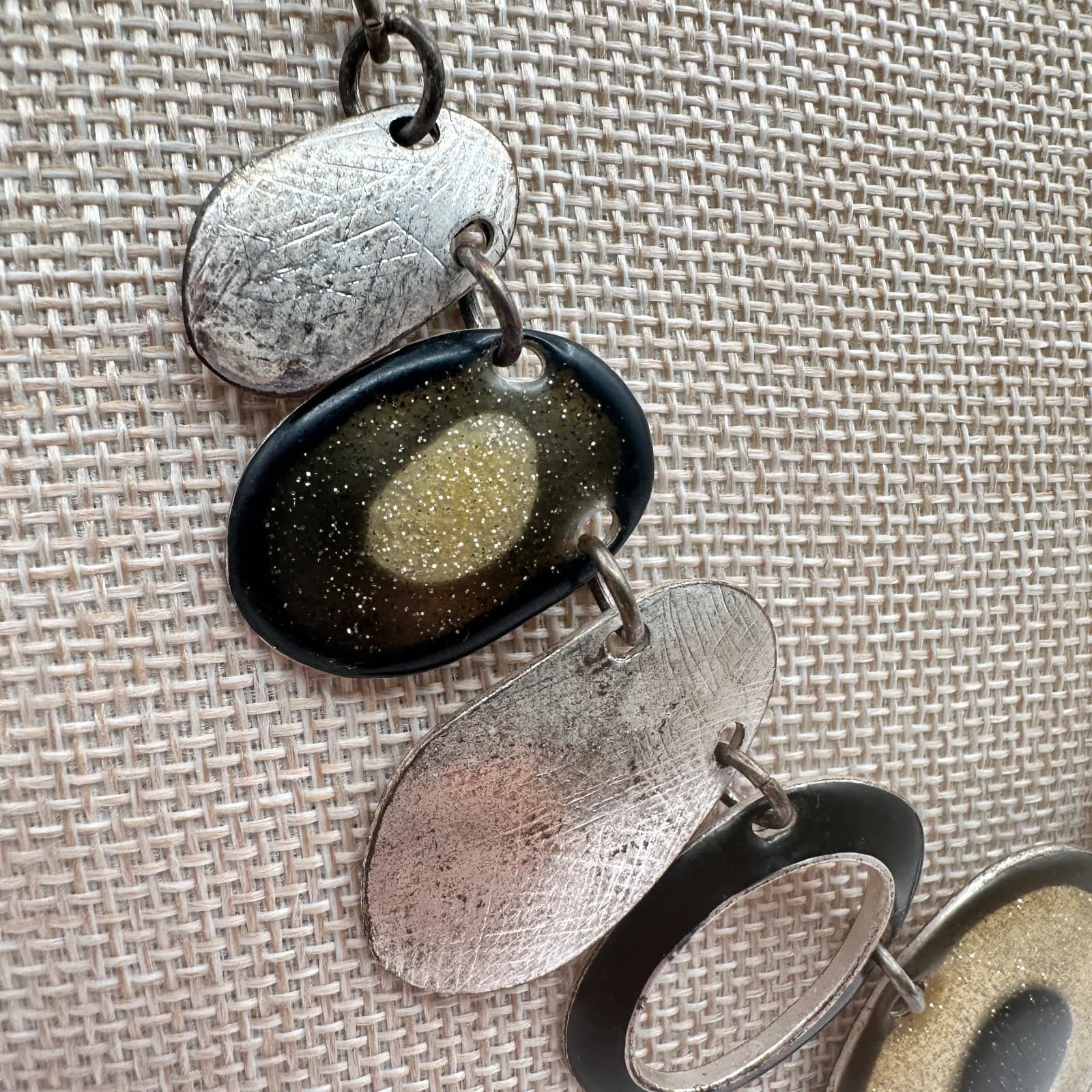 Vintage 90s Resin Oval Discs Statement Necklace Retro Women's Classic Jewelry - Thumbnail 4