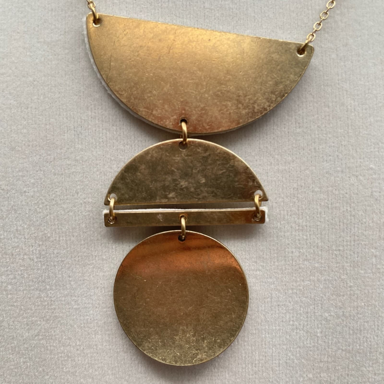 Vintage Gold-Tone Classic Fashion Round Link Chain Geometric Pendant Lobster - Thumbnail 4