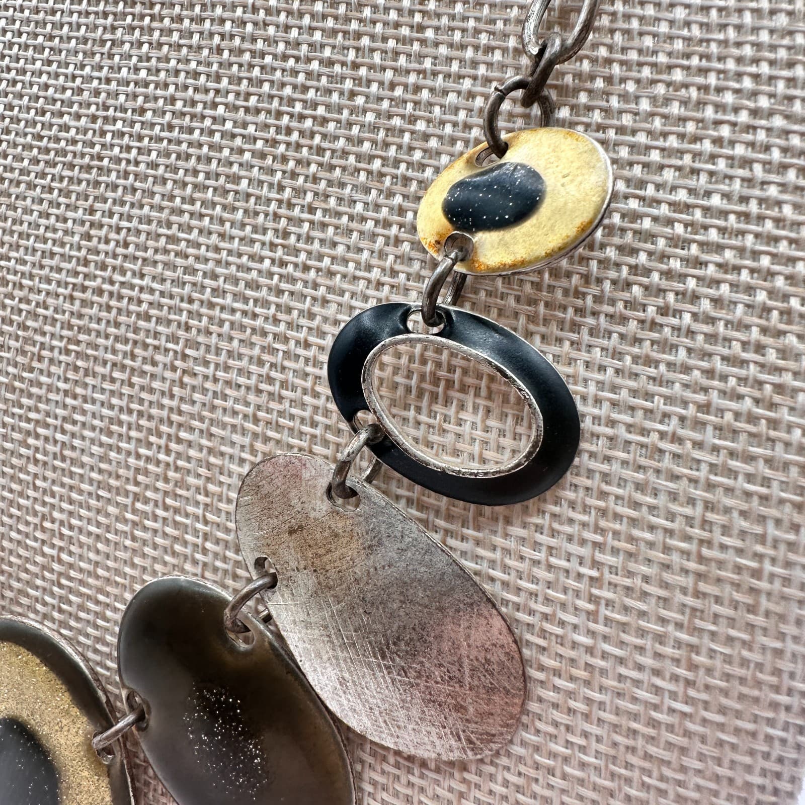 Vintage 90s Resin Oval Discs Statement Necklace Retro Women's Classic Jewelry - Thumbnail 7