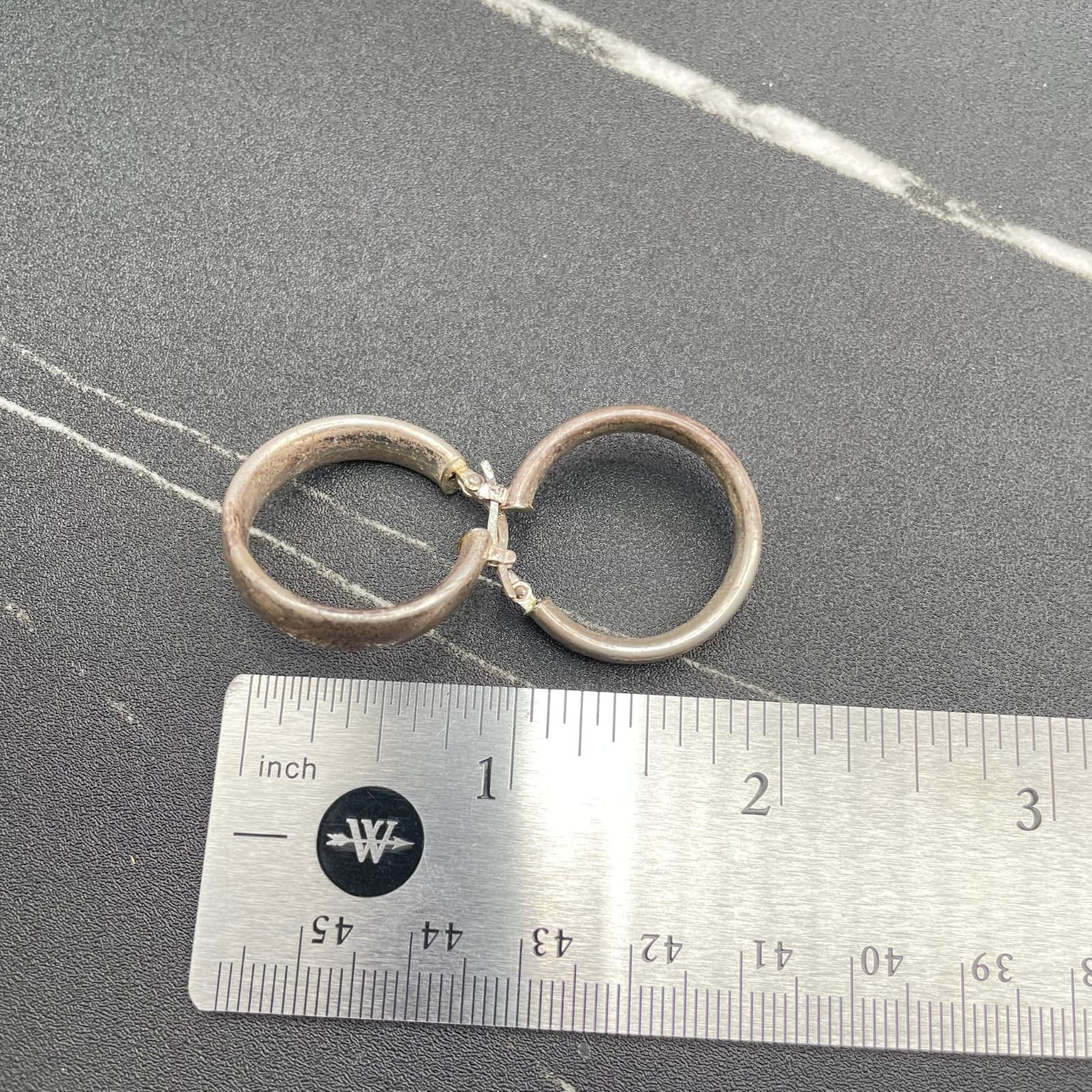 Vintage JCM 925 Hoop Hinged Post Earrings - Thumbnail 8