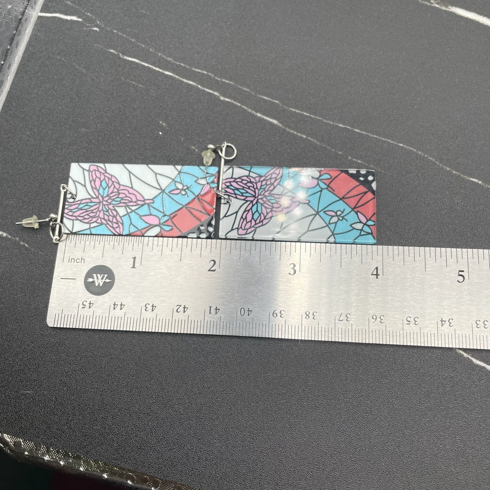 Vintage Butterfly Kanae Kocho Multicolor Graphic Fashion Cosplay Dangle Earrings - Thumbnail 4