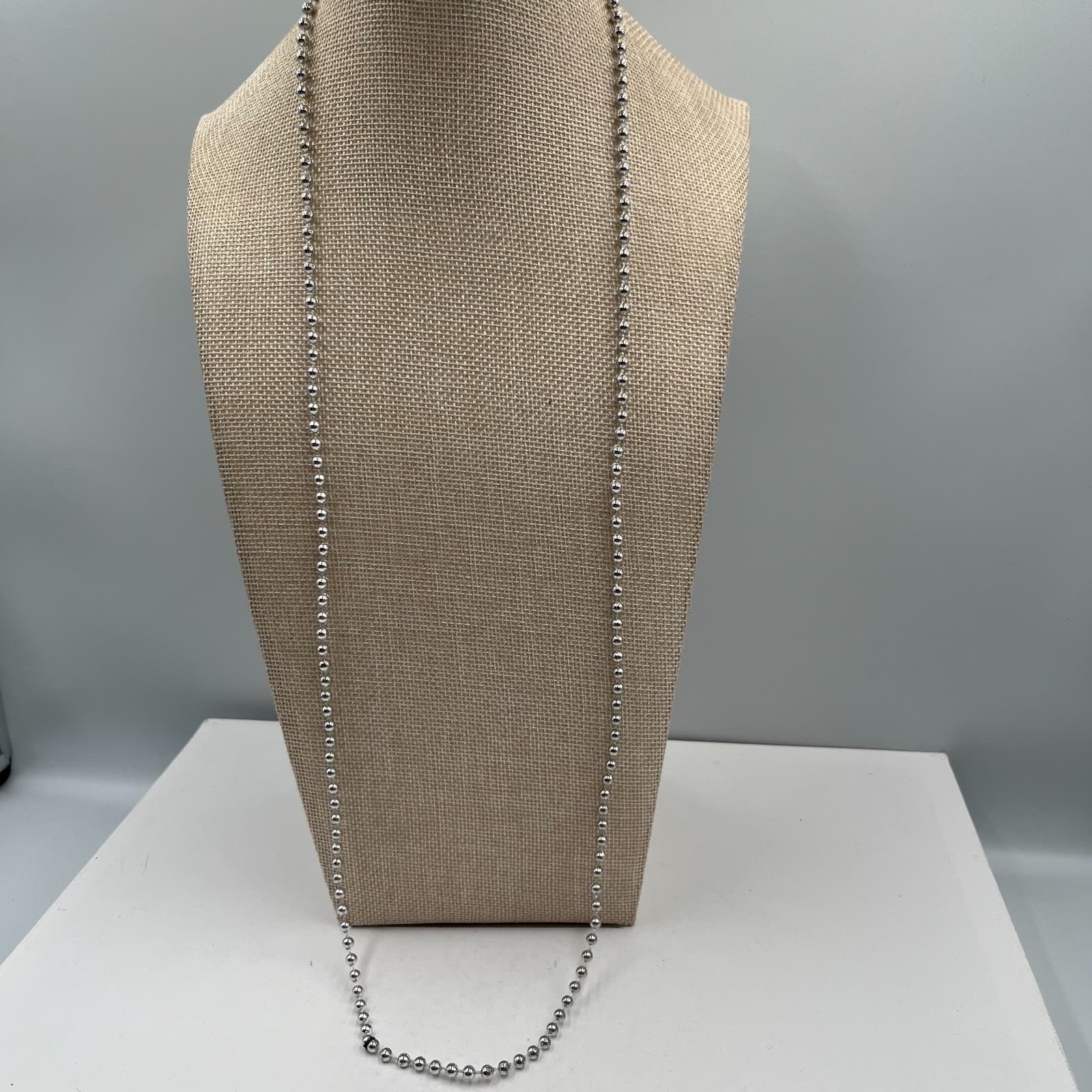 Vtg Silver tone Ball Bead Necklace Heavy Statement 16mm Large Chunky Chain - Image 1