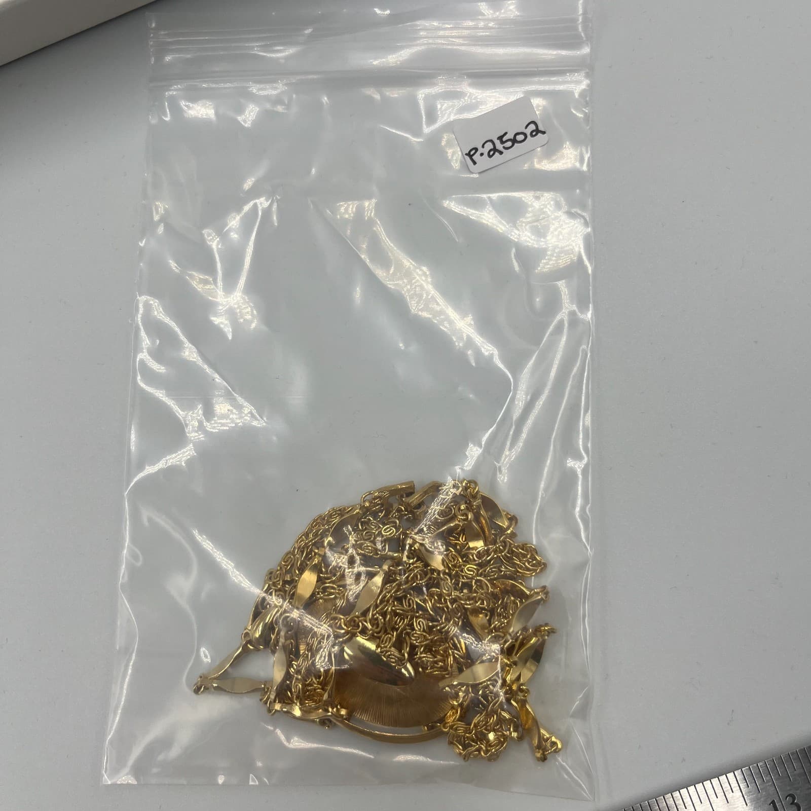 Vintage Triple Strand Necklace Gold Tone Oval Sunburst Pendant G Clasp - Thumbnail 11