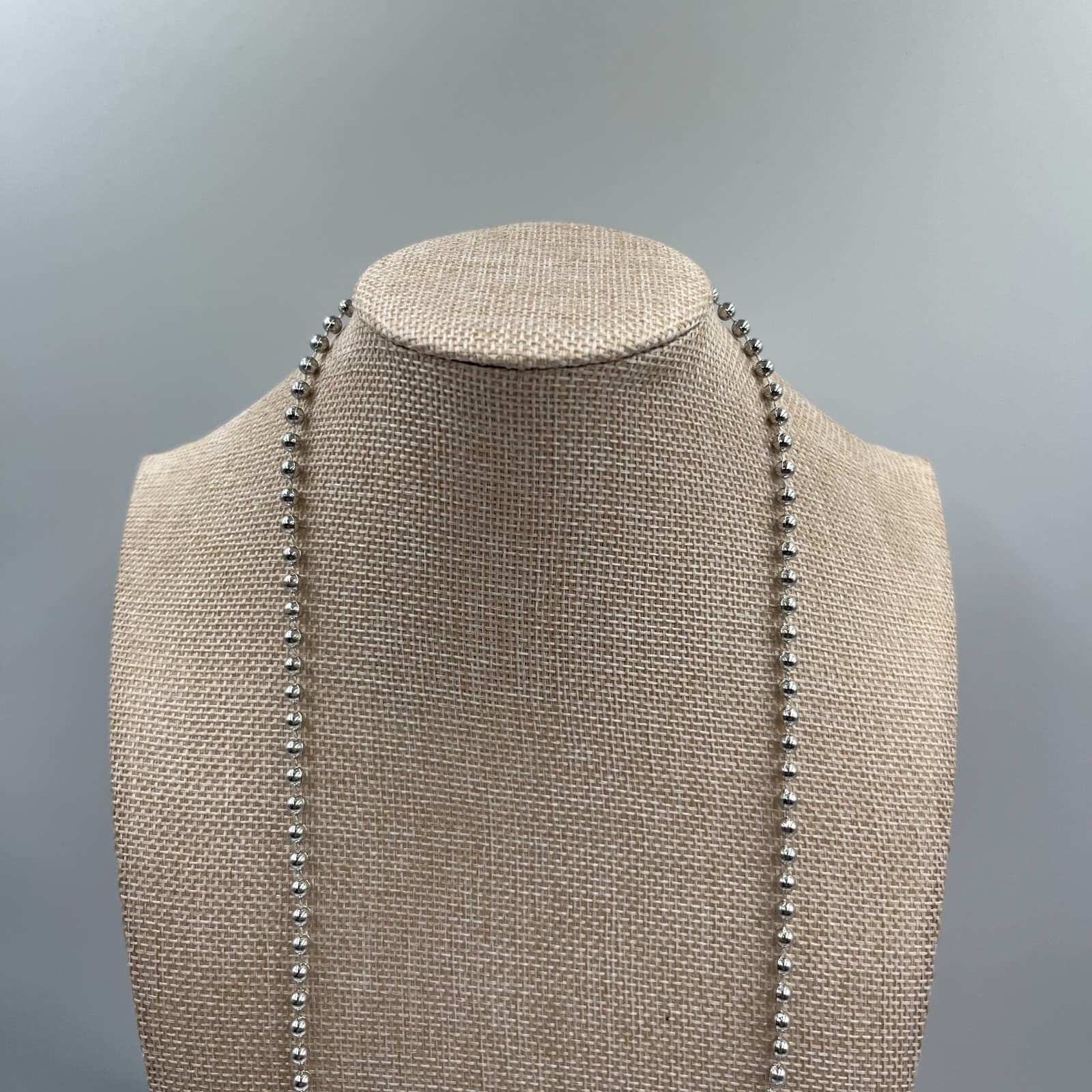 Vtg Silver tone Ball Bead Necklace Heavy Statement 16mm Large Chunky Chain - Thumbnail 2