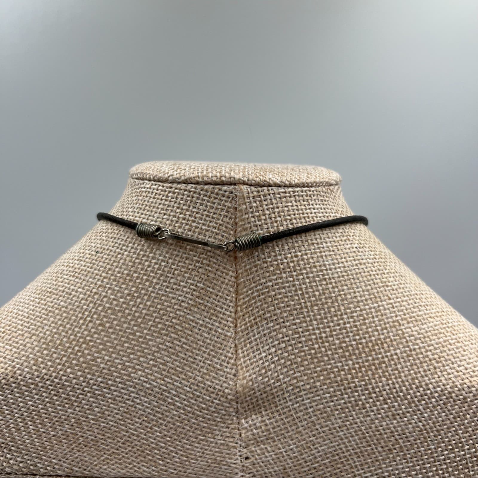 Vintage Sand Dollar Necklace Leather Cord Millefiori Flower Beads Beach Boho - Thumbnail 6