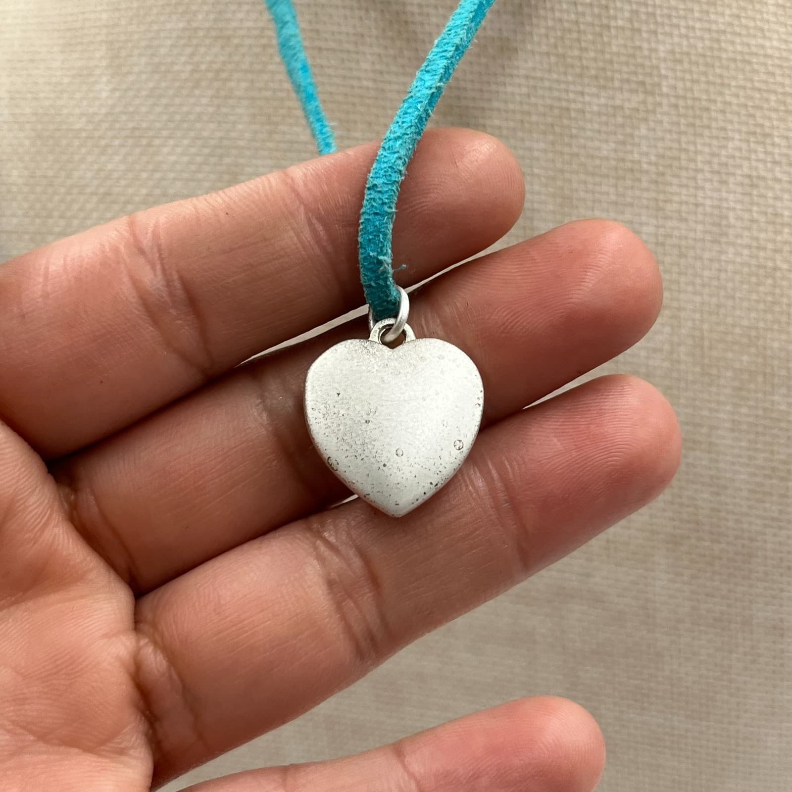 Vintage Heart Pendant Necklace Together We Can Gold Tone Brown Suede Cord Boho - Thumbnail 3