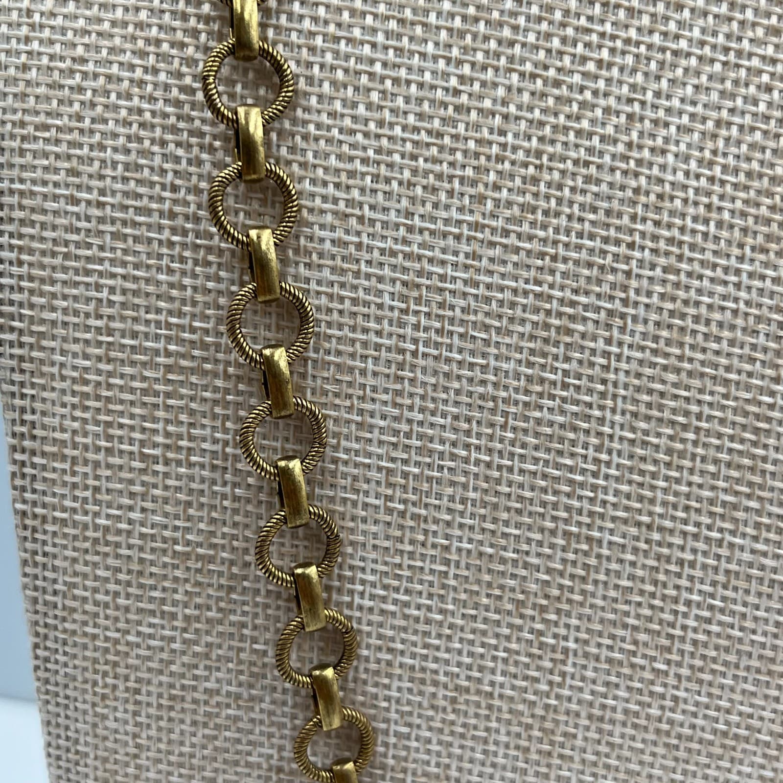 Vintage Style Brass Teardrop Necklace Faceted Glass Crystal Pendant Long Stateme - Thumbnail 3